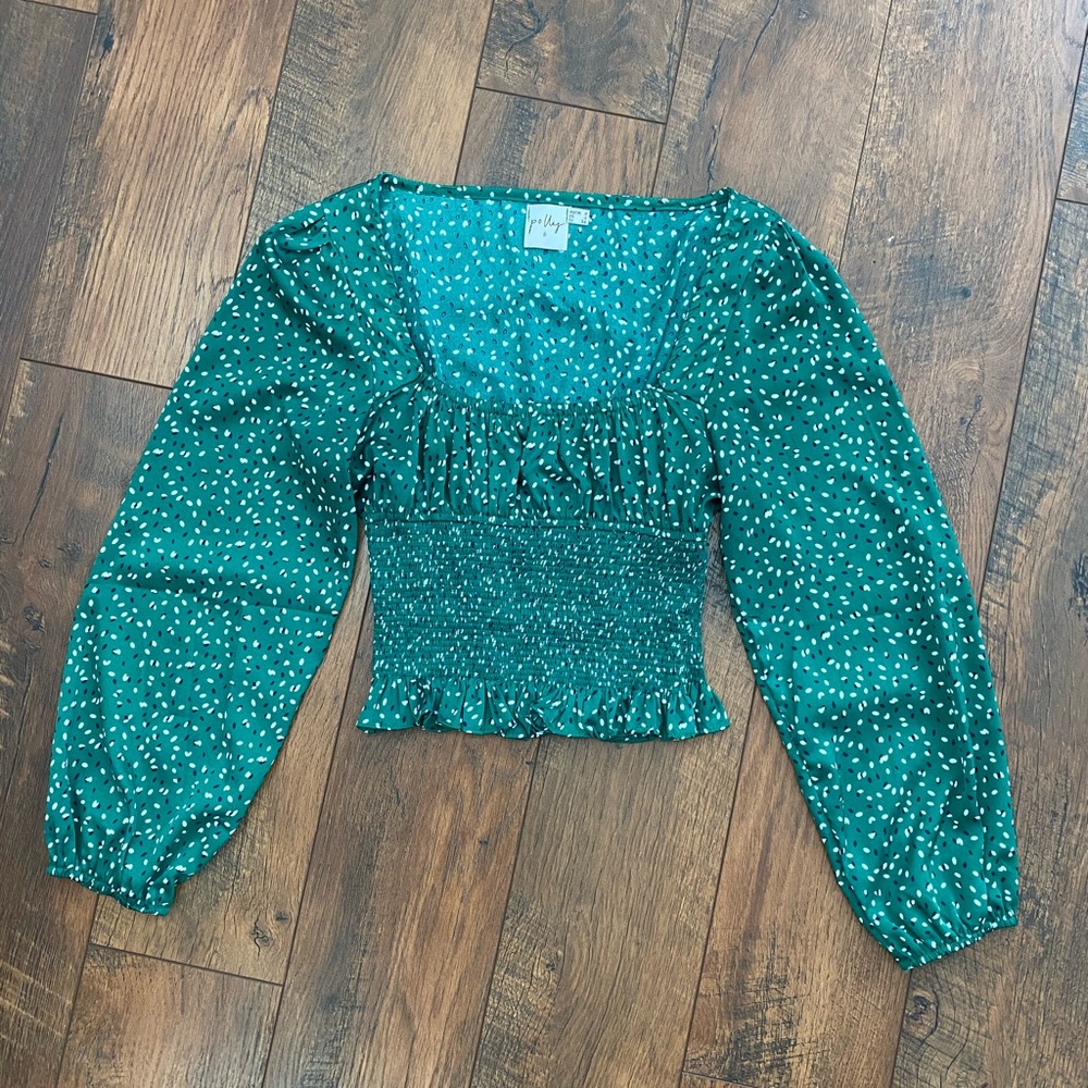 Green patterned blouse